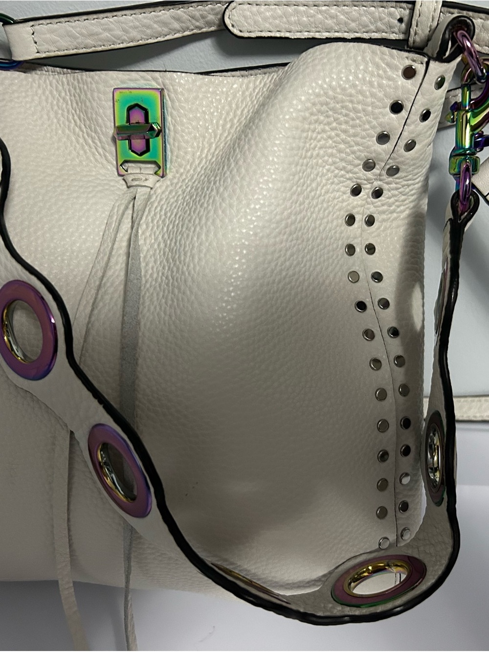 Rebecca Minkoff Darren Messenger Pebbled Leather Shoulder Bag with Stud Accent